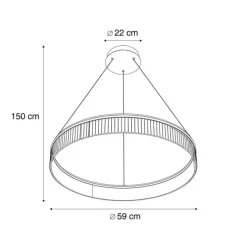 Moderne hanglamp zwart 59cm incl. LED 3-staps dimbaar - Anello Chandelier
