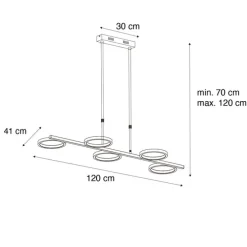 Moderne hanglamp zwart incl. LED 3-staps dimbaar 5-lichts - Vivé