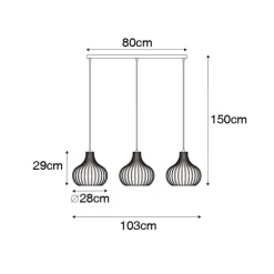 Moderne hanglamp zwart 3-lichts - Saffira