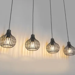 Moderne hanglamp zwart 4-lichts - Saffira