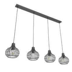Moderne hanglamp zwart 4-lichts - Saffira