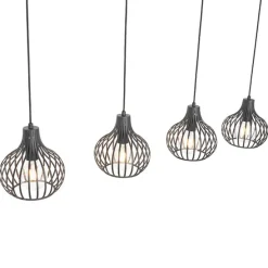 Moderne hanglamp zwart 4-lichts - Saffira