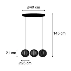 Moderne hanglamp zwart 3-lichts - Zoë