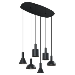 Moderne hanglamp zwart 6-lichts - Biles