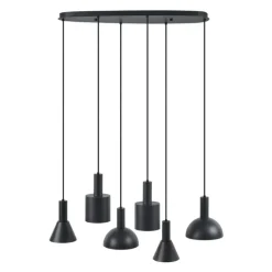 Moderne hanglamp zwart 6-lichts - Biles