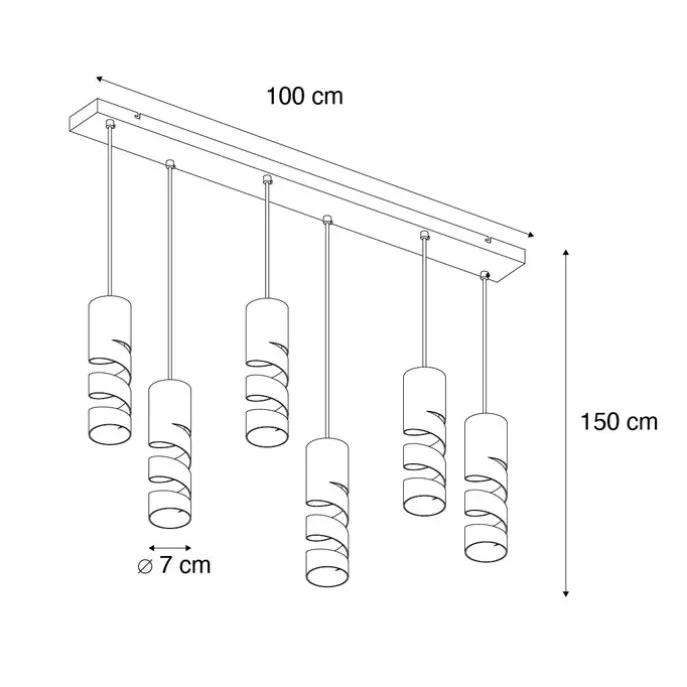Moderne hanglamp zwart 6-lichts - Stream