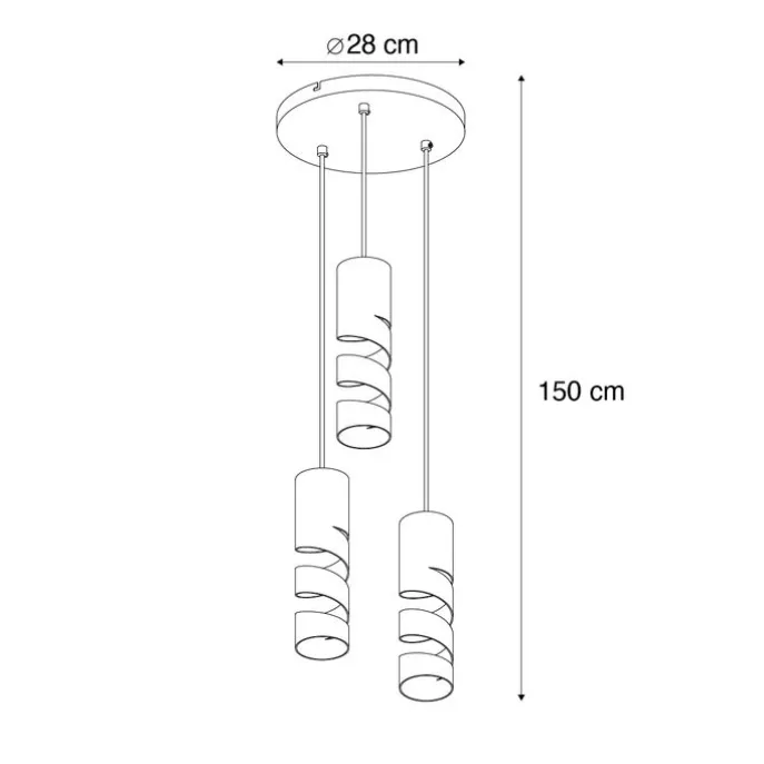 Moderne hanglamp zwart 3-lichts - Stream