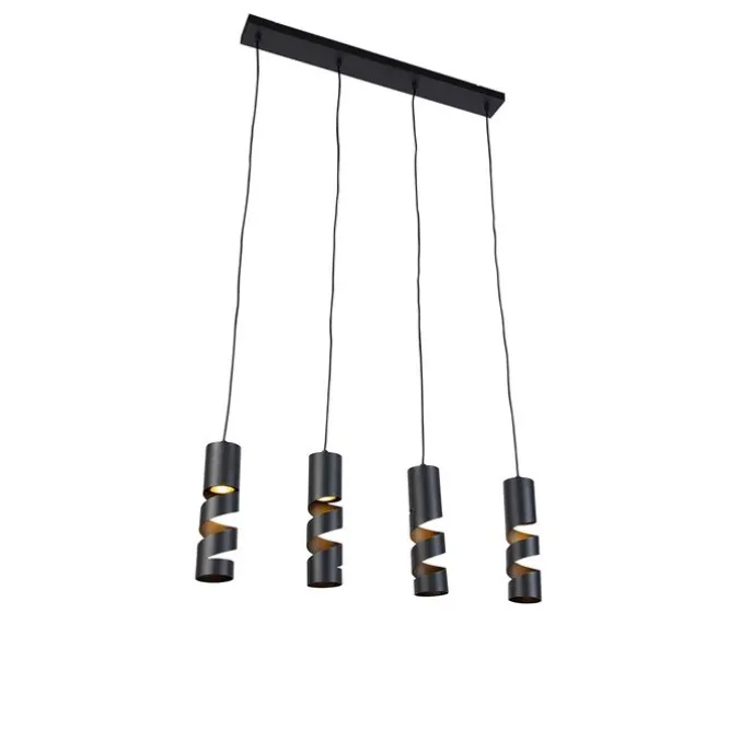 Moderne hanglamp zwart 4-lichts - Stream