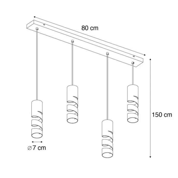 Moderne hanglamp zwart 4-lichts - Stream