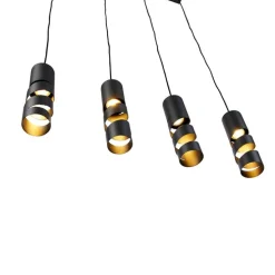 Moderne hanglamp zwart 4-lichts - Stream