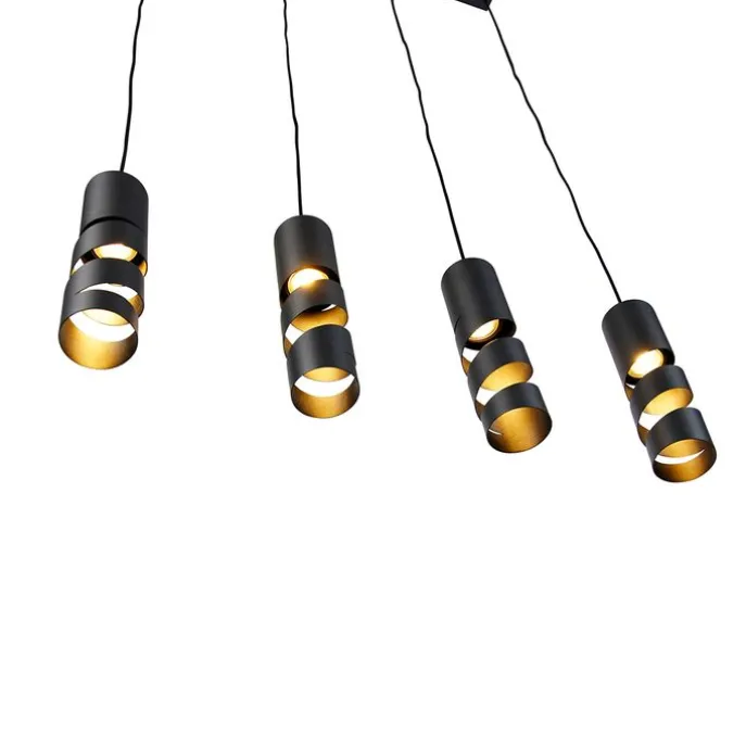 Moderne hanglamp zwart 4-lichts - Stream