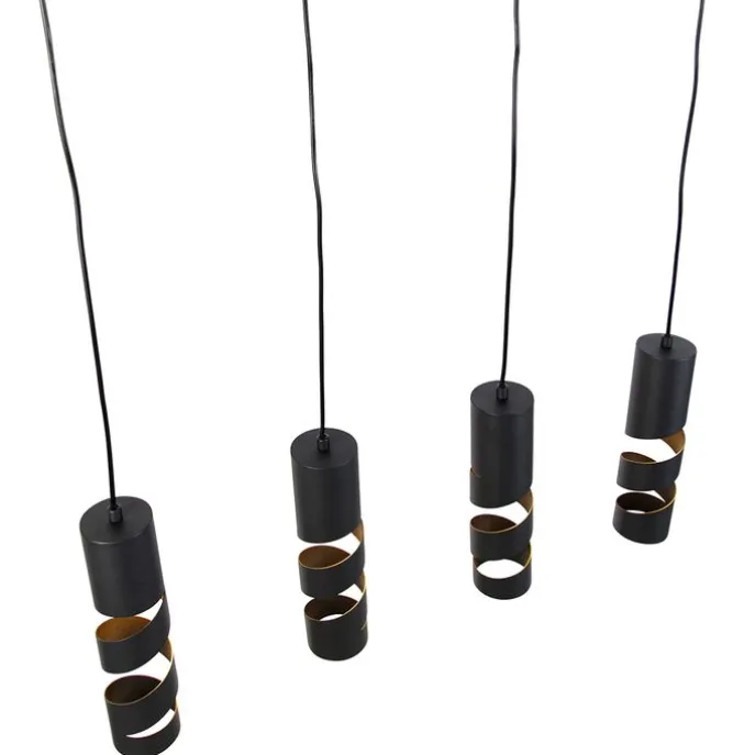 Moderne hanglamp zwart 4-lichts - Stream