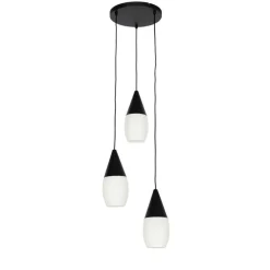 Moderne hanglamp zwart met opaal glas 3-lichts - Drop