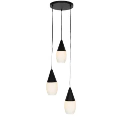 Moderne hanglamp zwart met opaal glas 3-lichts - Drop