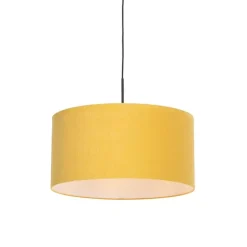 Moderne hanglamp zwart met kap 50 cm geel - Combi 1