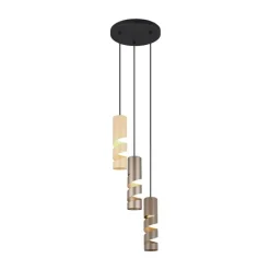 Moderne hanglamp zwart met taupe en beige 3-lichts - Stream