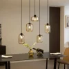 Moderne hanglamp zwart met amber glas 5-lichts - Sheena