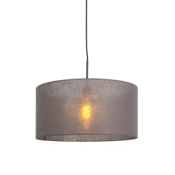 Moderne hanglamp zwart met grijze kap 50 cm - Combi 1