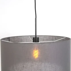 Moderne hanglamp zwart met grijze kap 50 cm - Combi 1