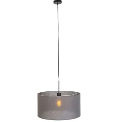 Moderne hanglamp zwart met grijze kap 50 cm - Combi 1