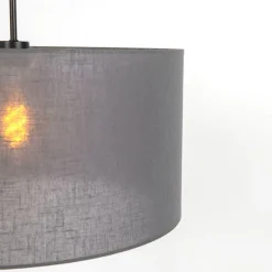 Moderne hanglamp zwart met grijze kap 50 cm - Combi 1