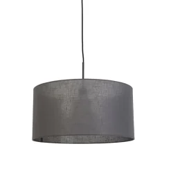 Moderne hanglamp zwart met grijze kap 50 cm - Combi 1
