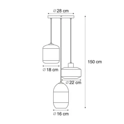 Moderne hanglamp zwart met amber glas 3-lichts - Sheena