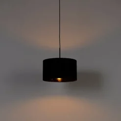 Moderne hanglamp zwart met kap zwart 35 cm - Combi