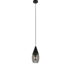 Moderne hanglamp zwart met smoke glas - Drop