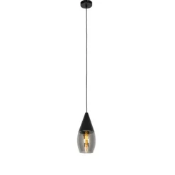 Moderne hanglamp zwart met smoke glas - Drop
