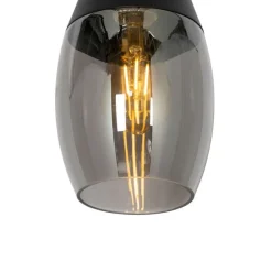 Moderne hanglamp zwart met smoke glas - Drop