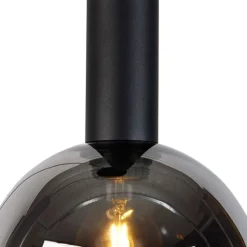 Moderne hanglamp zwart met smoke glas 3-lichts - Clayton