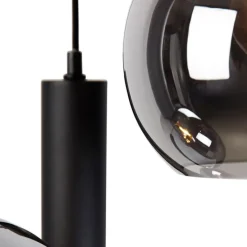 Moderne hanglamp zwart met smoke glas 3-lichts - Clayton