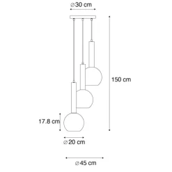 Moderne hanglamp zwart met smoke glas 3-lichts - Clayton