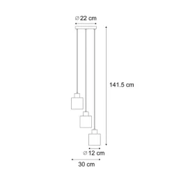 Moderne hanglamp zwart met smoke glas 3-lichts - Dame