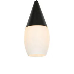 Moderne hanglamp zwart met opaal glas - Drop