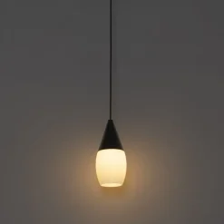 Moderne hanglamp zwart met opaal glas - Drop
