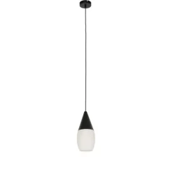 Moderne hanglamp zwart met opaal glas - Drop