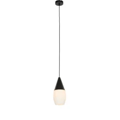 Moderne hanglamp zwart met opaal glas - Drop