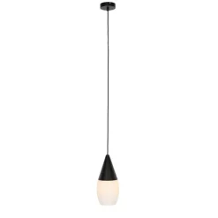 Moderne hanglamp zwart met opaal glas - Drop