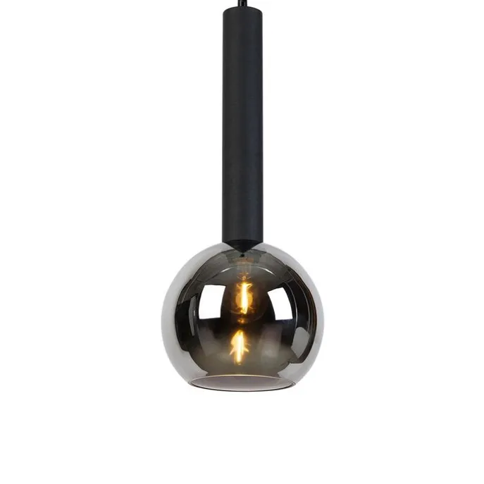 Moderne hanglamp zwart met smoke glas - Clayton