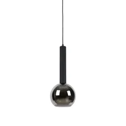 Moderne hanglamp zwart met smoke glas - Clayton
