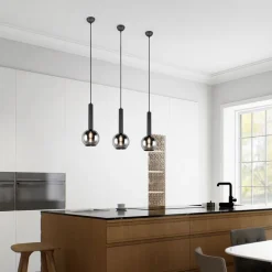 Moderne hanglamp zwart met smoke glas - Clayton