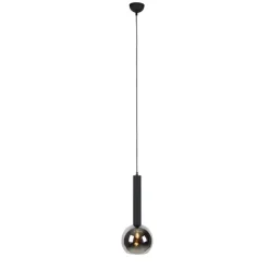Moderne hanglamp zwart met smoke glas - Clayton
