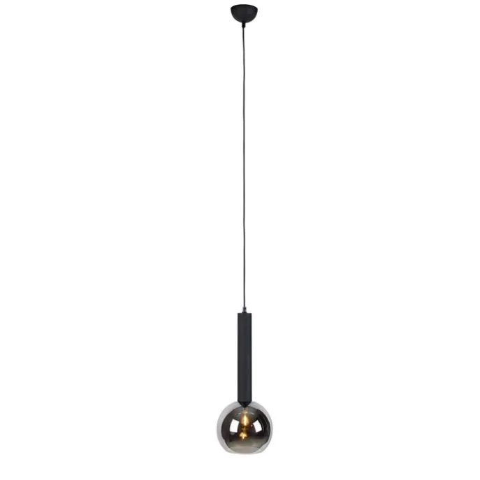 Moderne hanglamp zwart met smoke glas - Clayton