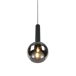 Moderne hanglamp zwart met smoke glas - Clayton