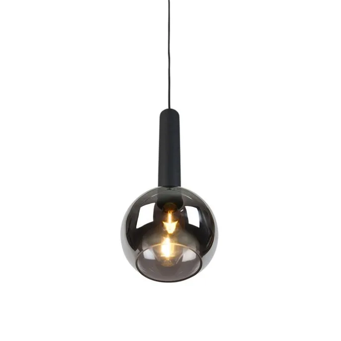 Moderne hanglamp zwart met smoke glas - Clayton