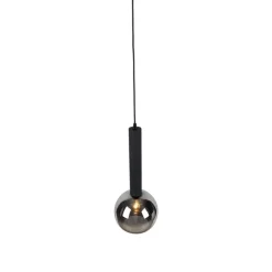 Moderne hanglamp zwart met smoke glas - Clayton