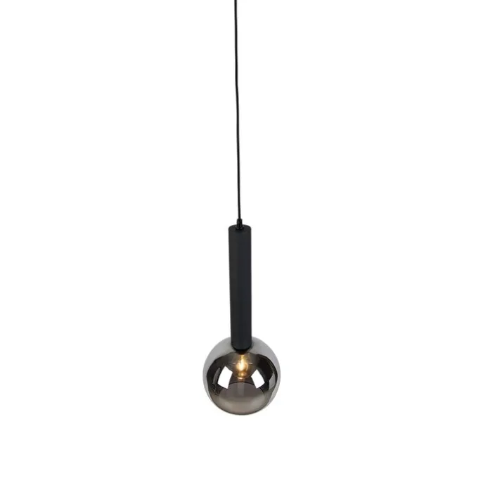 Moderne hanglamp zwart met smoke glas - Clayton