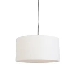 Moderne hanglamp zwart met witte kap 50 cm - Combi 1